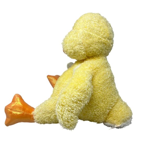Commonwealth Toy Yellow Duck Plush 2002 Iridescent Beak Feet Flower Butterfly - Picture 4 of 9